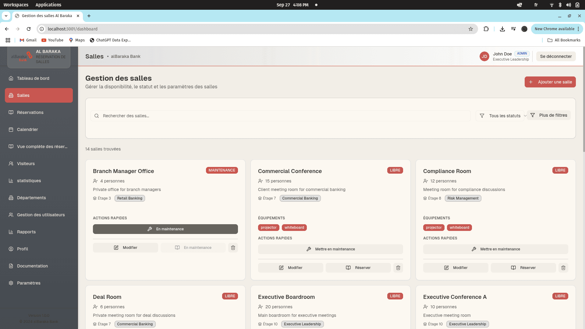Internal Dashboard & Meeting Room Management System - Web Development Project